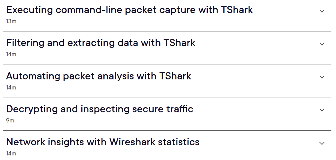 Sujets du cours · Command Line Wireshark (TShark) et fonctionnalités avancées 2026-5