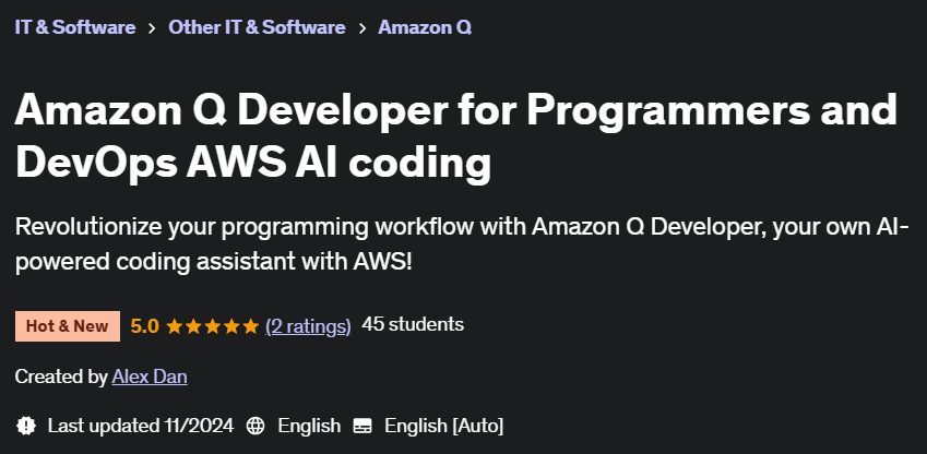 Pictures · Udemy — Amazon Q Developer for Programmers and DevOps AWS AI coding 2024-10
