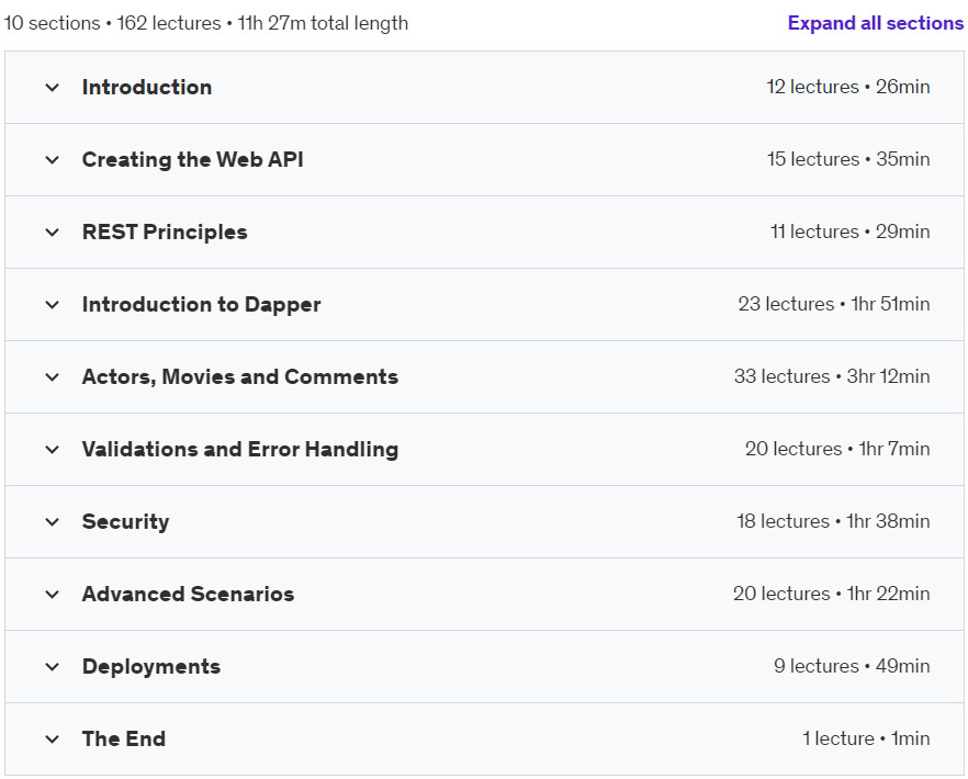 Course topics · Building Minimal APIs with ASP.NET Core 8 and Dapper 2024-6