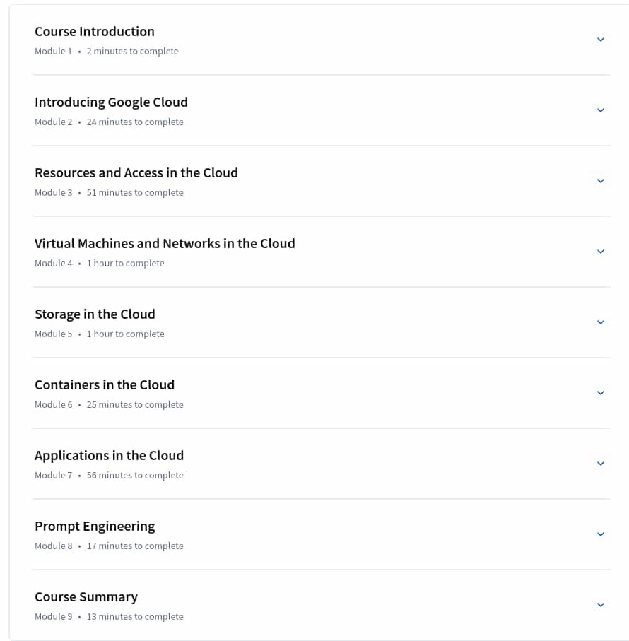 Course topics · Google Cloud Fundamentals: Core Infrastructure 2025-1