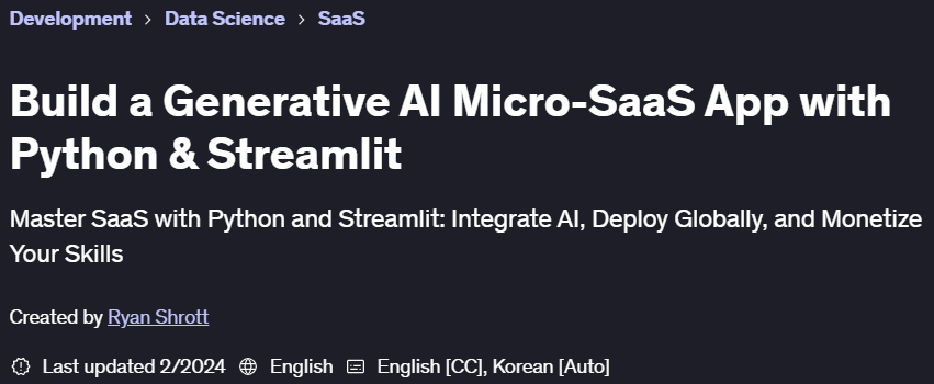 Pictures · Udemy — Build a Generative AI Micro-SaaS App with Python & Streamlit 2024-2