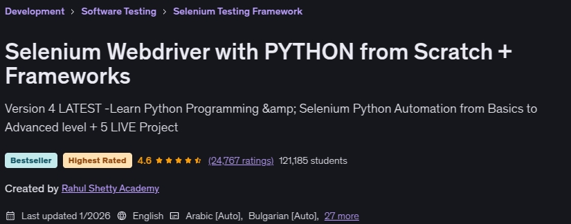 이미지 · 셀레늄 웹 드라이버 PYTHON 스크래치 + 프레임 워크 2026-1
