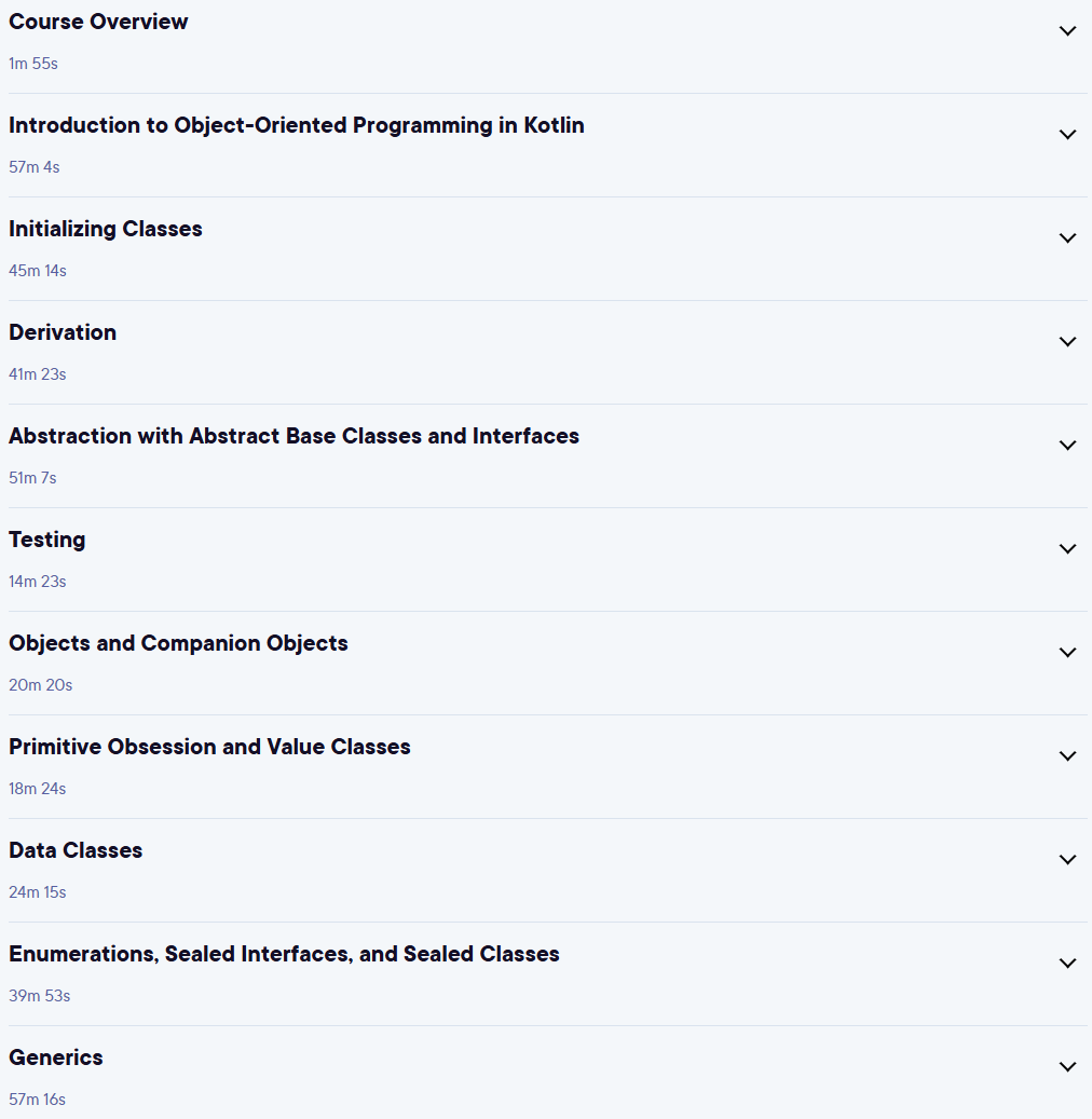 Course topics · Object-Oriented Programming in Kotlin 2023-9