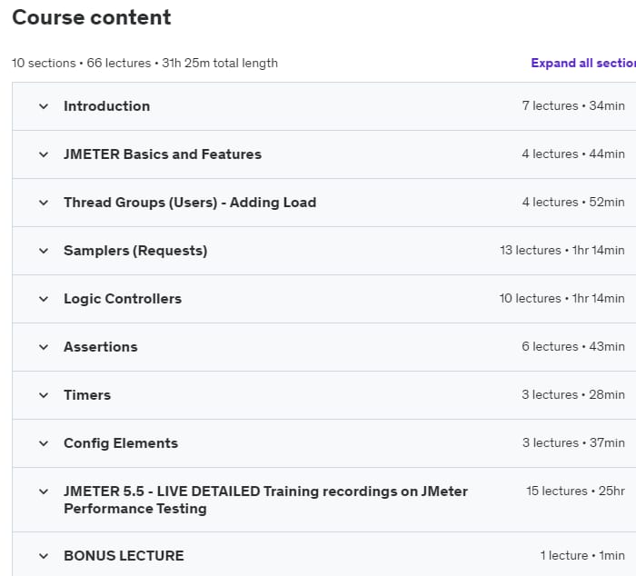Course topics · JMETER – Master Performance & Load Testing(Basics + Advance) 2021-06