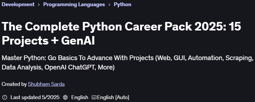 Pictures · Udemy — The Complete Python Career Pack 2025: 15 Projects + GenAI 2025-4