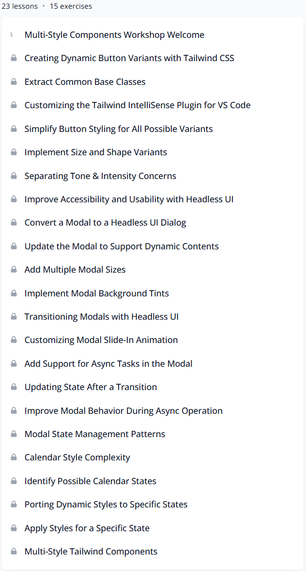 Course topics · Protailwind – Multi-Style Tailwind Components 2023-10