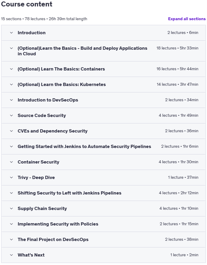Course topics · Advanced DevSecOps: Real-World Security for DevOps Engineers 2025-11
