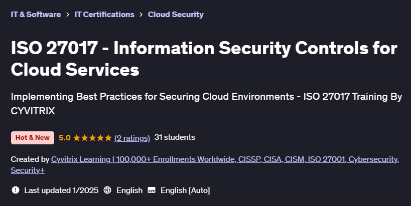 Pictures · Udemy — ISO 27017 – Information Security Controls for Cloud Services 2024-11
