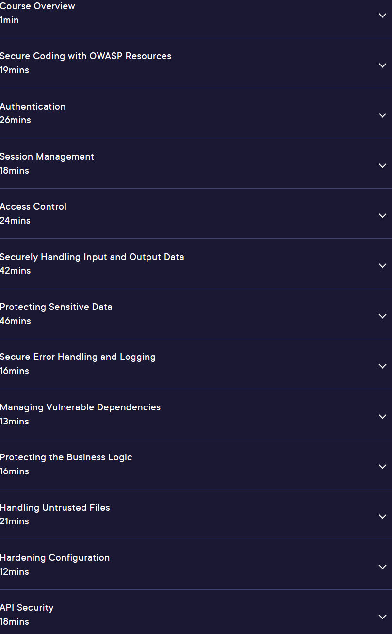 Course topics · Pluralsight — Secure Coding in ASP.NET Core 2024-1