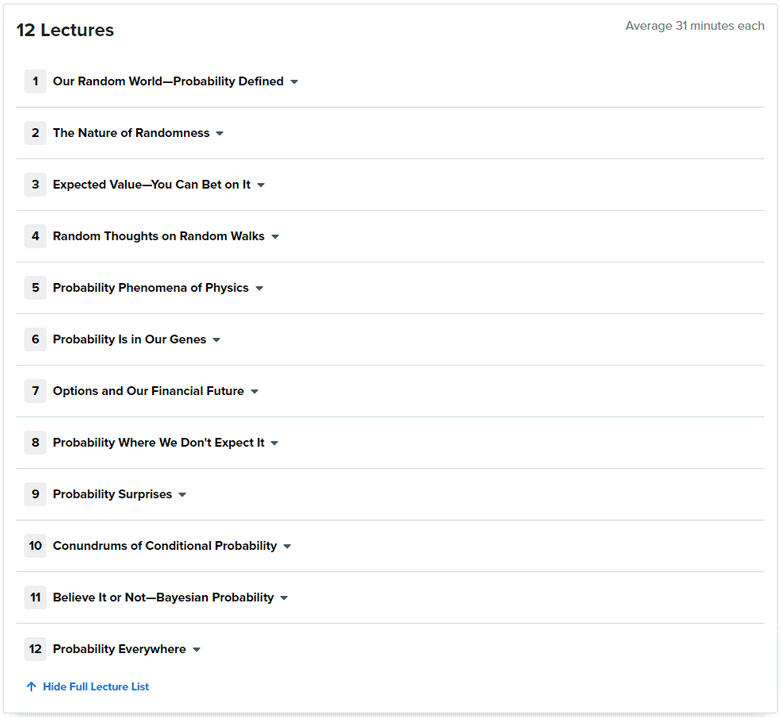 Course topics · Thegreatcourses — What Are the Chances ? Probability Made Clear 2020-4