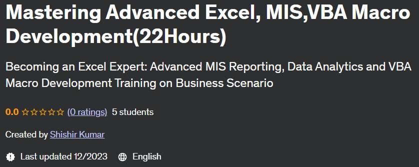 Pictures · Udemy — Mastering Advanced Excel, MIS,VBA Macro Development(22Hours) 2023-11
