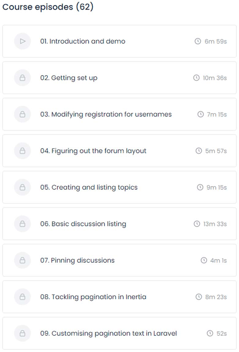 Course topics · Code Course – Build a Forum with Inertia and Laravel 2023-5