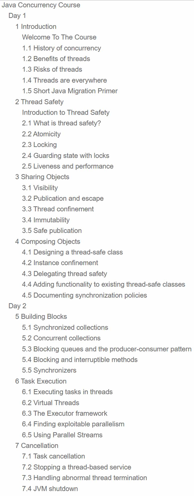 Course topics · JavaSpecialists — Concurrency Specialist Course 2021-4