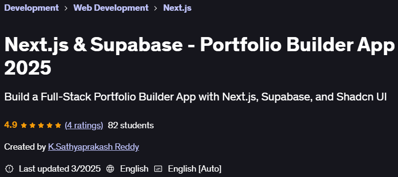 Pictures · Udemy — Next.js & Supabase – Portfolio Builder App 2025 2025-1