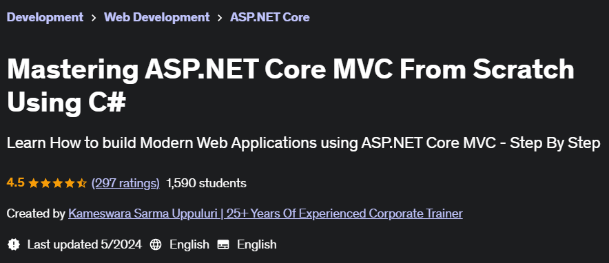 Pictures · Udemy — Mastering ASP.NET Core MVC From Scratch Using C# 2021-11