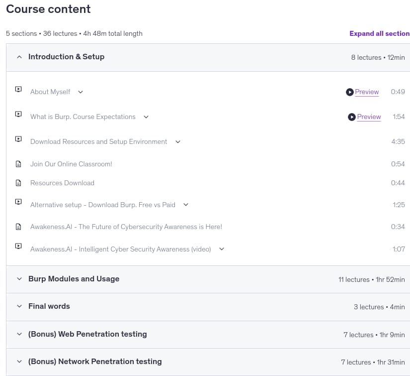 Course topics · Learn Burp Suite for Advanced Web and Mobile Pentesting 2025-4