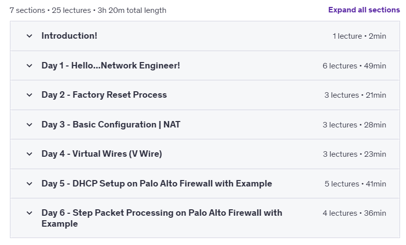 Course topics · Udemy — Palo Alto Firewall Mastery: Complete Training [2025] 2024-12