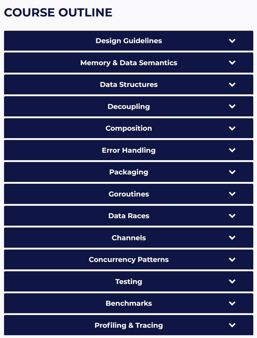 Course topics · Ardanlabs — Ardan Labs – Ultimate Go – Advanced Concept 2022-3