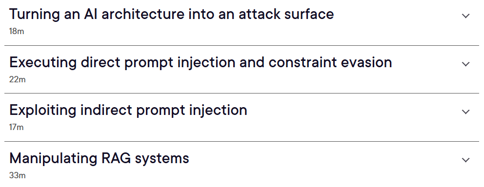 Course topics · Pluralsight — Attacking AI Applications 2026-9