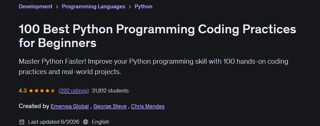 Pictures · Udemy — 100 Best Python Programming Coding Practices for Beginners 2026-3