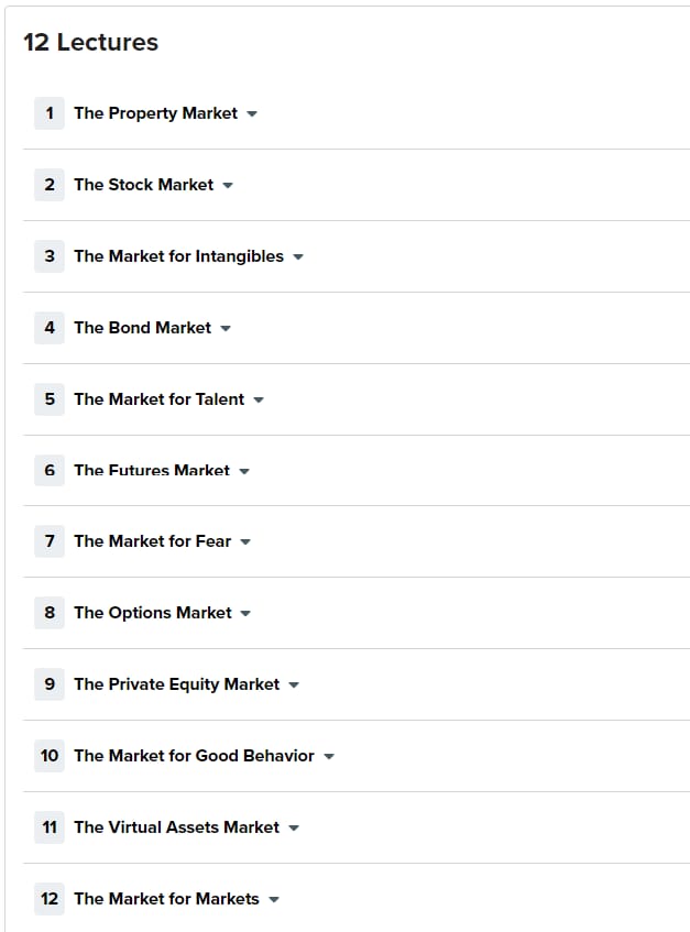 Course topics · The Great Courses — Understanding the World of Financial Markets 2024-8